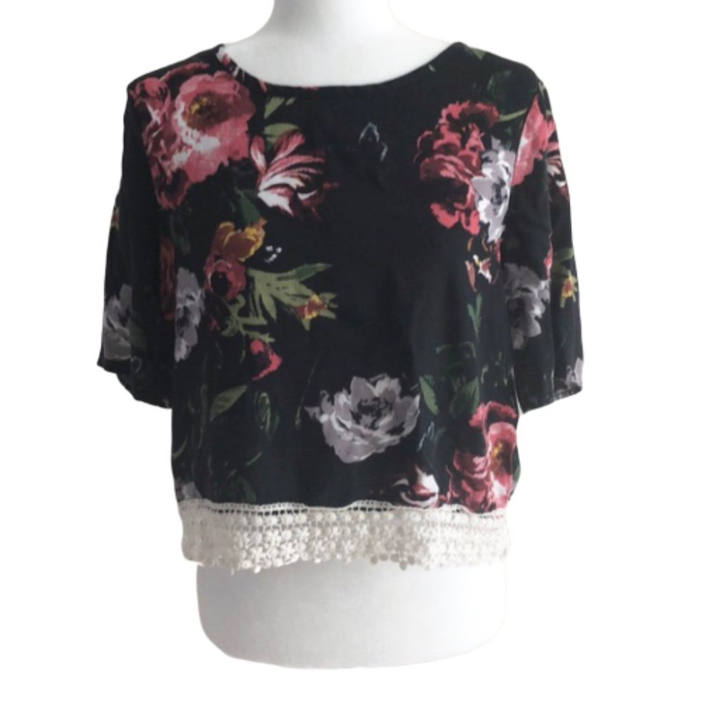 ABERCROMBIE and FITCH black floral blouse